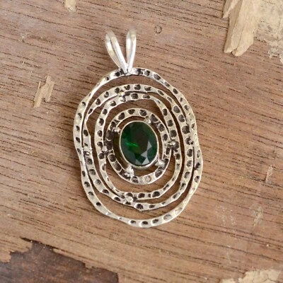 俄罗斯透镜切割宝石 925 纯银古董形状吊坠珠宝首饰 — 第 1/4 张图片