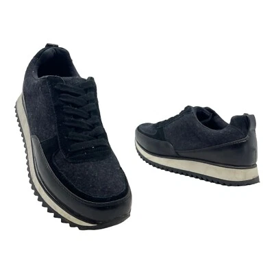 ZARA женщин 6,5 Trafaluc шерсти кожи низкий верхний кроссовок повседневный Athletic черный - Изображение 1 из 4