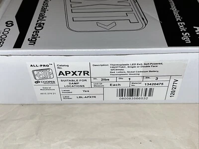 NEW Lot Sale Of 6: Cooper Lighting APX7R ALL-PRO LED Exit Sign 120/277V - Image 1 of 3
