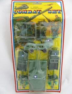 Vintage Kositoy Army Combat Set Green Toy Soldiers New Tank Jeep Helicopter
