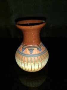 Authentic Native American Navajo Red Clay Small Pottery Vase  Signed C.TORRES - Picture 1 of 12