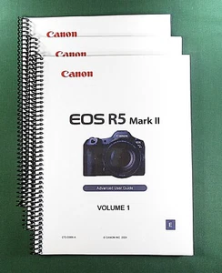 Canon EOS R5 MKII Instruction Manual:  3 Volume Set 1227 Pages & Clear Covers - Picture 1 of 1