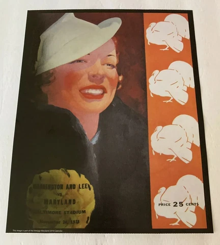 Maryland Terrapins v Washington & Lee Football 1938 Program Poster Print 14”x11” Cover