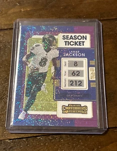 2021 Panini Contenders Lamar Jackson Purple Sparkle Season Ticker Ravens SP - Picture 1 of 2