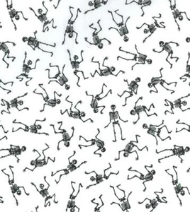 Material de tela artesanal de polialgodón impreso - ESQUELETOS EN BLANCO - Imagen 1 de 2