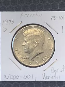 1973 D Kennedy Half DDO-001 , FS-101 Mint Error, Circulated, Free Shipping - Picture 1 of 12