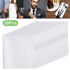 20Pcs Soft Cotton Handkerchiefs, 15''x15'' White Hankies, Classic Pocket Squares - Picture 1 of 7