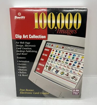 New Sealed Swift 100,000 Images Clip Art Collection CD ROM w/ Bonus Card Creator - Image 1 of 4
