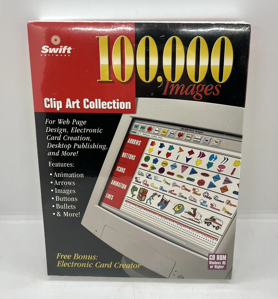 New Sealed Swift 100,000 Images Clip Art Collection CD ROM w/ Bonus Card Creator - Image 1 of 4