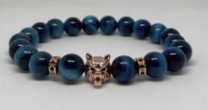 Pulsera Serie Wolf Mejorada Ojo de Tigre Azul - Imagen 1 de 1