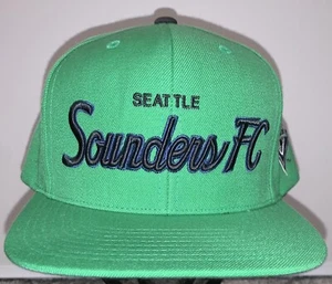 SEATTLE SOUNDERS MLS MÜTZE KAPPE FUSSBALL GRÜN SCHRIFT SELTEN verstellbare Passform Druckknopflasche - Bild 1 von 4