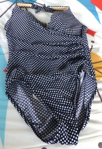 MagicSuit 14 Black/White Polka Dot Underwire Padded Cup 1 Piece Halter Swimsuit - Picture 1 of 4