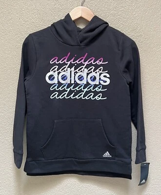 Adidas Print Black Hoodie Girls Size Large - Image 1 of 4
