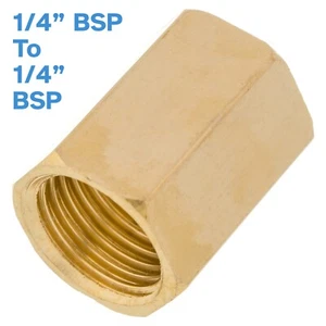 Brass 1/4" Female To 1/4" Female BSP Adapter Pipe Fitting Threaded Connector - Picture 1 of 3