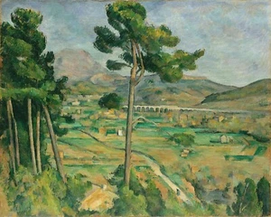 Mont Sainte Victoire Viaduct River Valley Painting by Paul Cezanne Reproduction - Picture 1 of 3