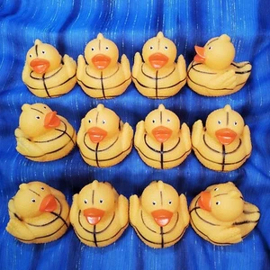 12 Textured Basketball Rubber Ducks Birthday Party NEW - Picture 1 of 5