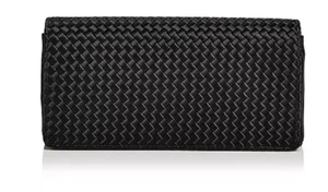 Sondra Roberts Flap Woven Satin Clutch Black Gunmetal - Picture 1 of 4