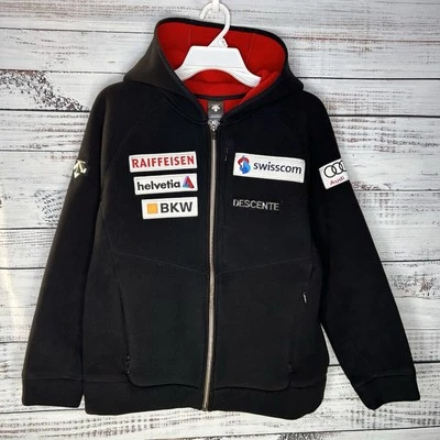 Descente Fleece Swiss Ski Hooded Black Jacket (S6423SKT76-M) Adult Size Small - Image 1 of 4