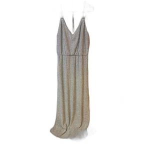 Maxi vestido para mujer Calvin Klein plateado brillante, talla 14 - Imagen 1 de 5