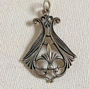 Pendant Antique Sterling 925 Filagree 1.5" - Picture 1 of 5
