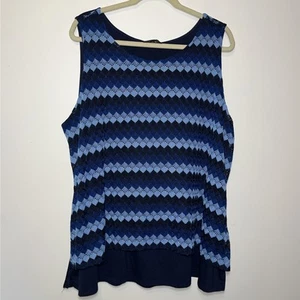 DG2 By Diane Gilman Women's 2X Rachel Lace Easy Tank Top Sleeveless Blue - Picture 1 of 6