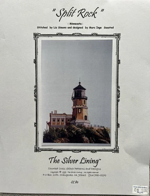 The Silver Lining Cross Stitch Chart Split Rock Lighthouse SL80 32 Ct 1999 New - Image 1 of 3