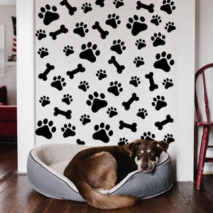 76PCS Dog Paws Wall Decals Vinyl Footprint Removable Stickers Kids Nursery Decor - Picture 1 of 11