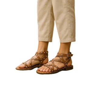 Madden Girl Sandals Womens 7M Beige Studded Straps Comfort - Picture 1 of 7