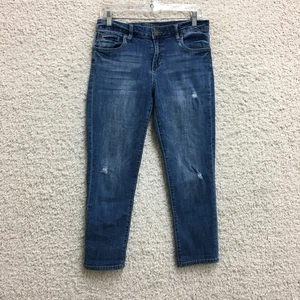 KUT Jeans Womens 6 Blue Katy Ankle Straight Leg Distressed Denim Stretch Modern - Picture 1 of 15