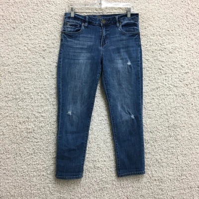 KUT Jeans Womens 6 Blue Katy Ankle Straight Leg Distressed Denim Stretch Modern - Image 1 of 4
