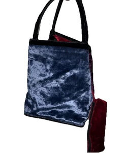 100% Authentic VTG Salvatore FERRAGAMO Crushed Velvet Bag Blue Purple Red Mini - Picture 1 of 17