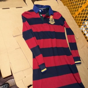 Ralph Lauren abito sportivo donna S rosso a righe stemma polo rugby taglia XS/TP - Foto 1 di 6