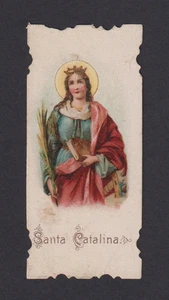 Tarjeta Santa Antigua de Sta Catalina Santino Imagen Pieuses Estampa - Imagen 1 de 1