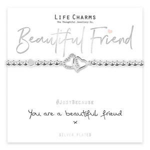 Life Charms Beautiful Friend Stretch Bracelet Silver Plated - Picture 1 of 2