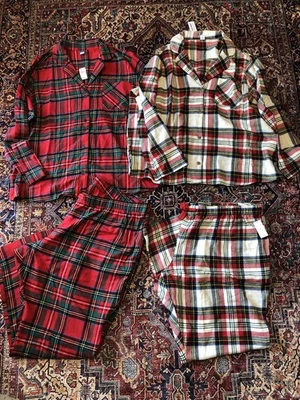 Nuevo con etiquetas Lote de 2 Pijamas de Franela para Mujer Azul Marino Antiguo a Cuadros 100% Algodón Talla 2X 20 22 Foto 1 de 4