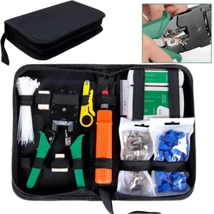 9-Piece RJ45 Crimping Tool Kit with Case CAT5/6 Lan Cable Network Tester Repair - Picture 1 of 10