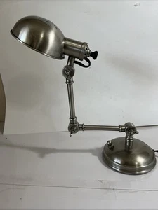 Pottery Barn 3 Way/ Adjustable Professional HEAVY Desk Lamp/ Brushed Nickel - Picture 1 of 10