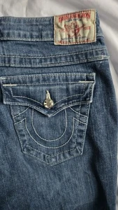 TRUE RELIGION SOPHIE BIG T DARK DRIFTER DISTRESSED BERMUDA SHORTS - SIZE: 29 - Picture 1 of 16