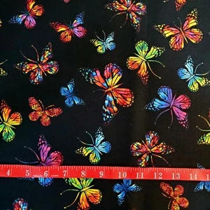 Butterfly Fabric 100% Cotton  Butterflies Colorful Rainbow  FQ HY BTY - Picture 1 of 3