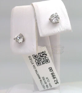 $3,000-1/2CTTW CT CERTIFIED GENUINE MARTINI Diamond Stud Earrings 18k WHITE GOLD - Picture 1 of 14