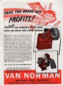 1936 Van Norman Brake Drum Lathe & Shoe Lining Grinder Original Print Ad - Picture 1 of 1