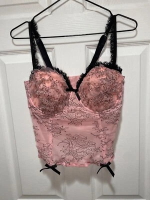 Bustiê de renda rosa tamanho 14 preto floraL transparente sexy coquete balletcore baddie - Imagem 1 de 4