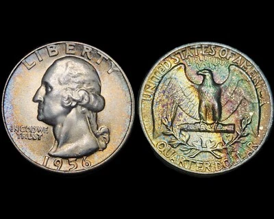 Monster Toned 1956 Washington Quarter- ANACS MS65 - Image 1 of 4