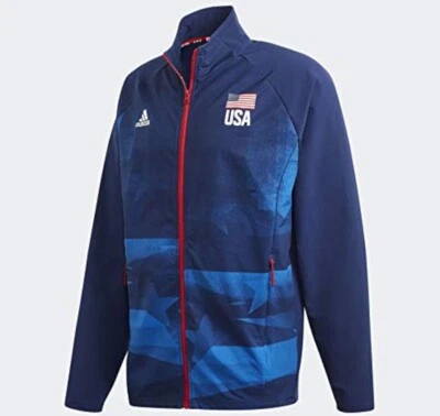 Chaqueta de calentamiento de voleibol de la selección nacional de Estados Unidos Adidas para hombre.  Talla grande Foto 1 de 4