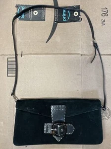 Via Spiga Purse Velvet Black w/ Strap Envolope - Picture 1 of 12