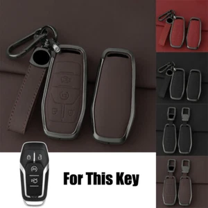 Zinc Alloy Leather Car Key Fob Case Cover For Ford Edge Mustang Fusion Explorer - Picture 1 of 15