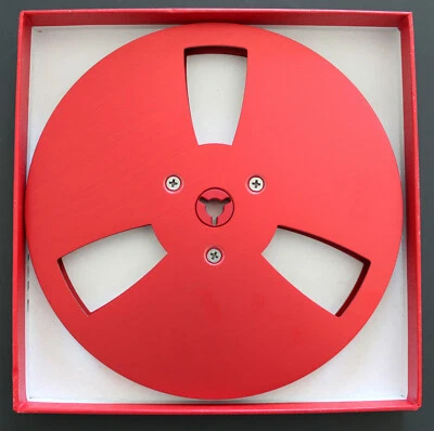 NEW ANALOG AUDIO 7" X 1/4" METAL TAPE REEL -TRIDENT HUB- RED -AKAI TEAC SONY - Image 1 of 2