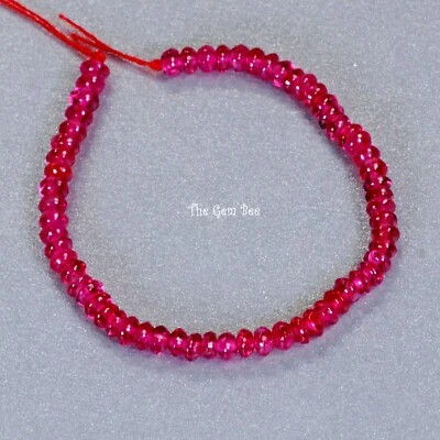 2.2mm Red Raspberry Red Burmese Spinel Smooth Rondelle Beads 3 inch Strand - Image 1 of 4