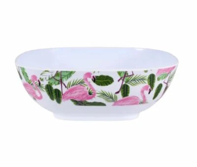 6.5" Flamingo Palm Tree Leaf Summer Beach Melamine Round Bowl Luau Party Supply - Image 1 of 4