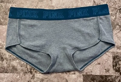 VICTORIA'S SECRET ROSA S AZUL ACANALADO PUNTO CINTURA GRUESA RARO BOYSHORT BRAGAS Foto 1 de 3